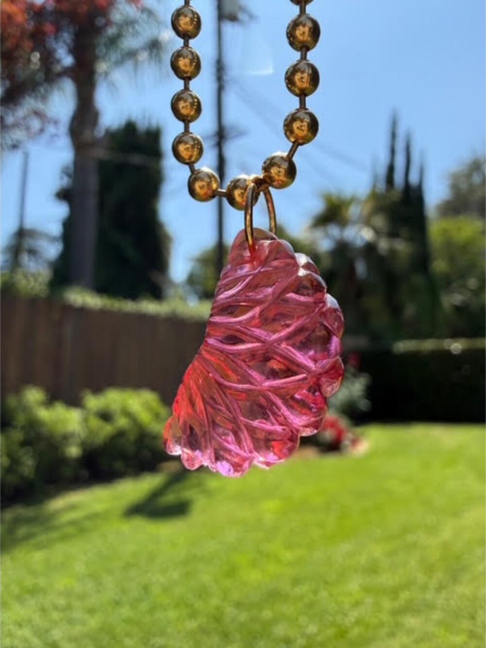 Pink Tourmaline Grapefruit Slice Pendant